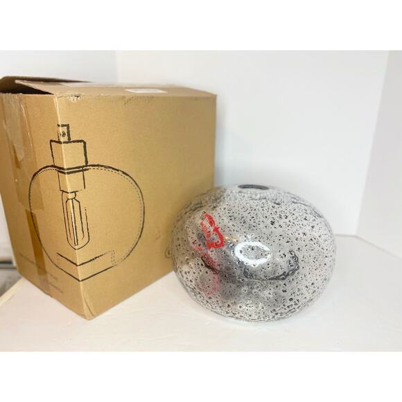 Hand Blown Hanging Light Pendant Dimpled Glass Brushed Nickel Finish Casamotion - Picture 2 of 16